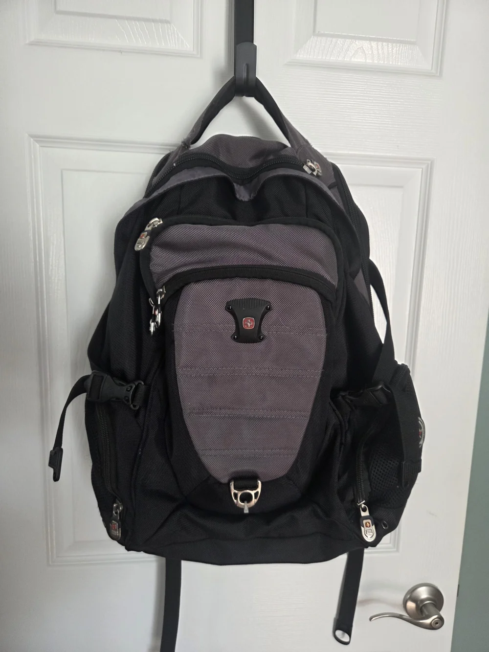 Men's Black and Gray Laptop Backpack - Durable Travel Bag